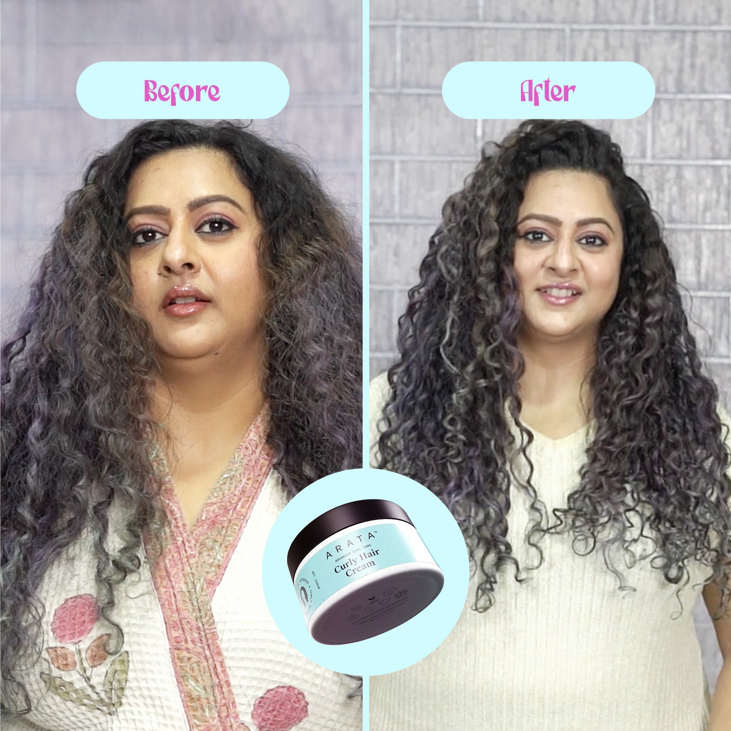 arata curly hair cream arata curly hair cream - Before a& After Use